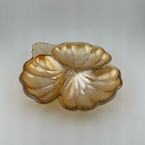 Vintage Indiana Marigold Carnival Glass Three Leaf Clover Candy Dishes
